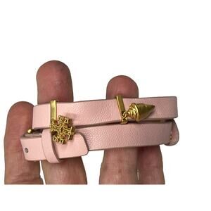 Tory Burch double wrapped bracelet pink gold